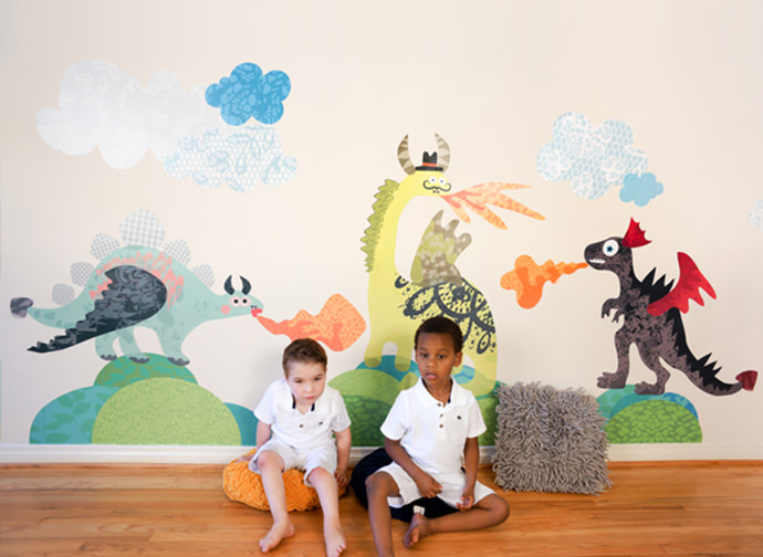 Dragon and Dinosaur Wall Stickers for Kids Room 