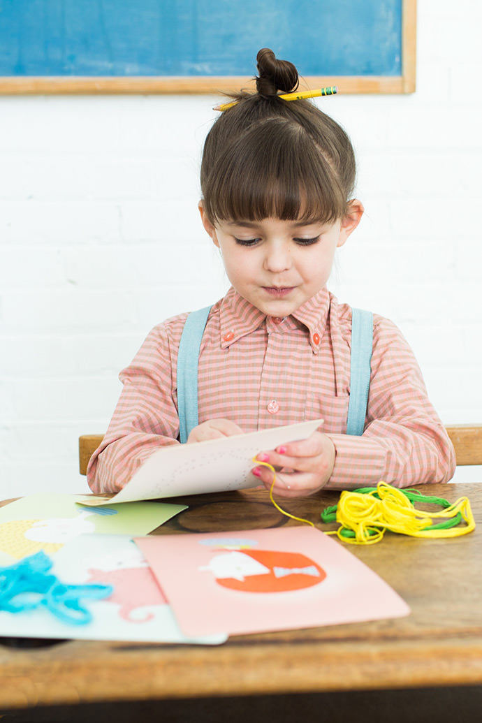 Teach your kids how to sew with Handmade Charlotte Lacing Card Kits from Pottery Barn Kids
