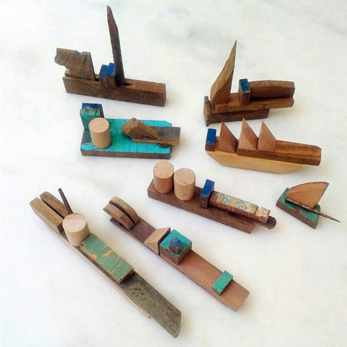 Natural Wood Toy Boats