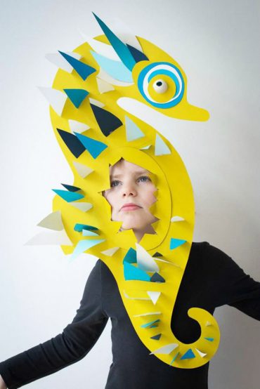 Seahorse paper mask for kids