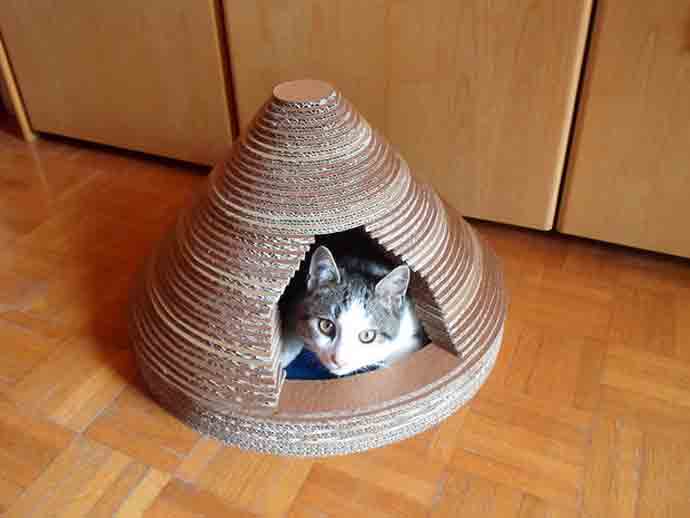 DIY Upcycled Cardboard Cat House