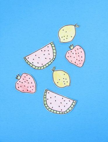 Printable DIY Coloring Fruit Stickers