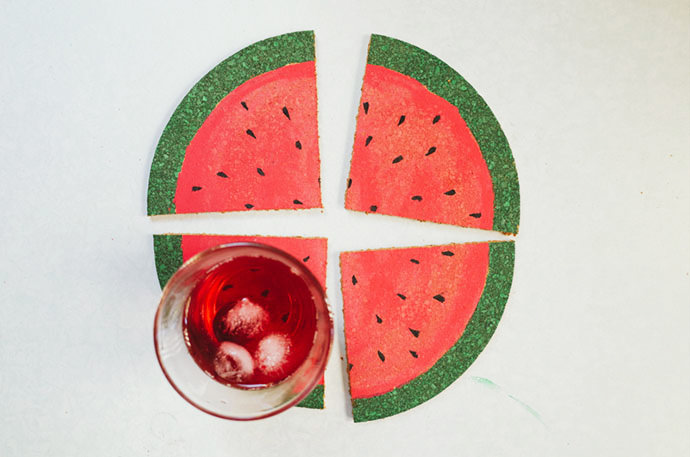 DIY Watermelon Drink Coasters