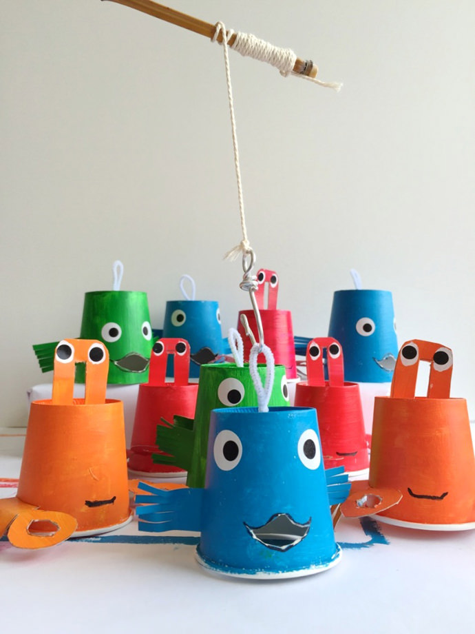 DIY Paper Cup Fishing Game Craft for Kids