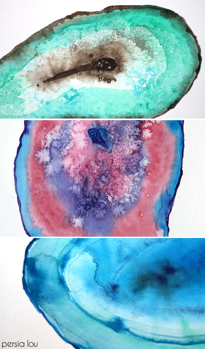 DIY Watercolor Agate Slices