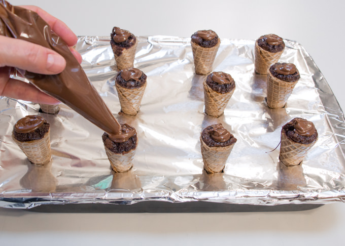 Easy Bake Neapolitan Brownie Ice Cream Cones 