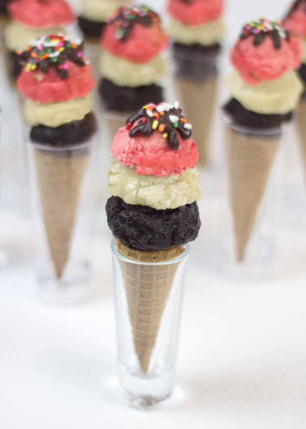 Easy Bake Neapolitan Brownie Ice Cream Cones 