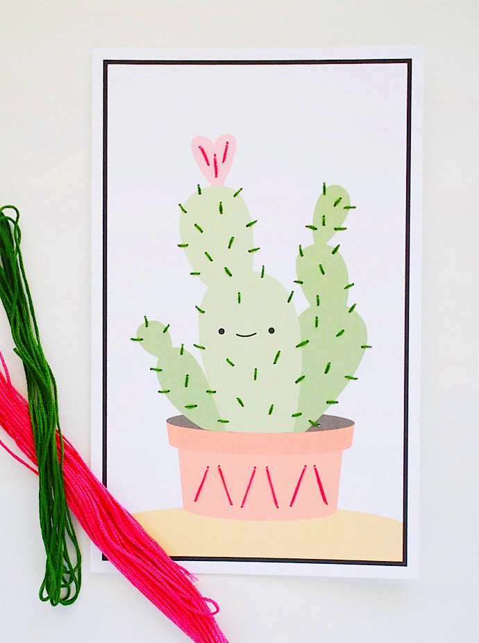 Easy DIY Cactus Stitching Cards for Kids