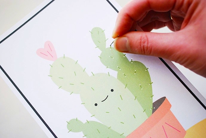 Easy DIY Cactus Stitching Cards for Kids