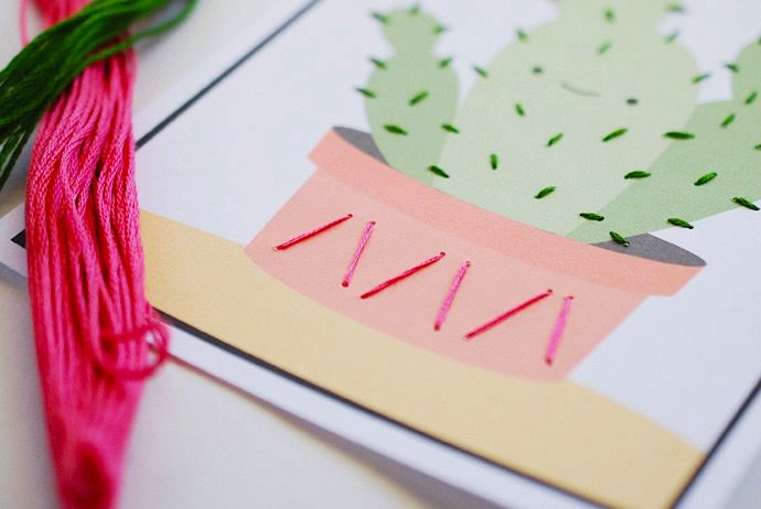 Easy DIY Cactus Stitching Cards for Kids