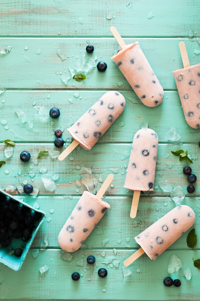 Recipe for Blueberry Polka Dot Fro-Yo Pops