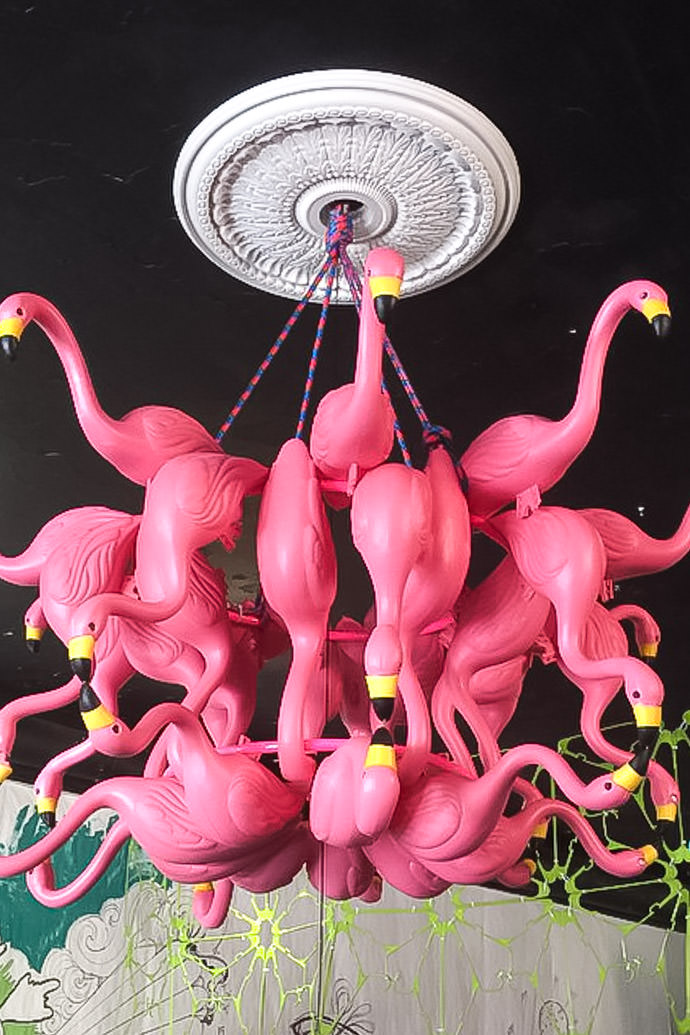DIY Pink Flamingo / Hula Hoop Chandelier