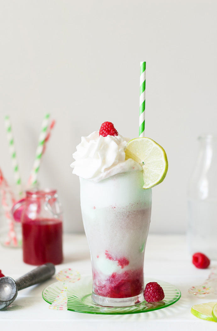 Raspberry Lime Rickey Floats