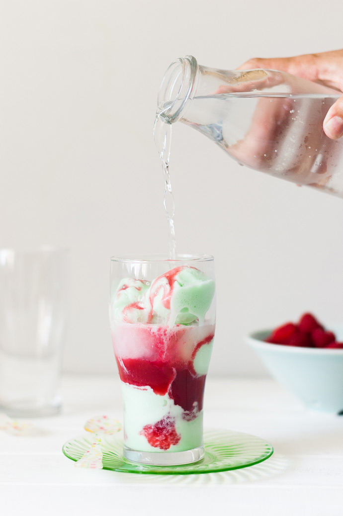 Raspberry Lime Rickey Floats