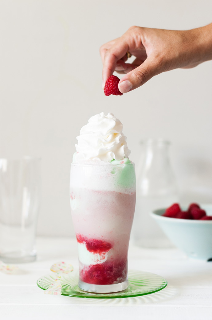 Raspberry Lime Rickey Floats