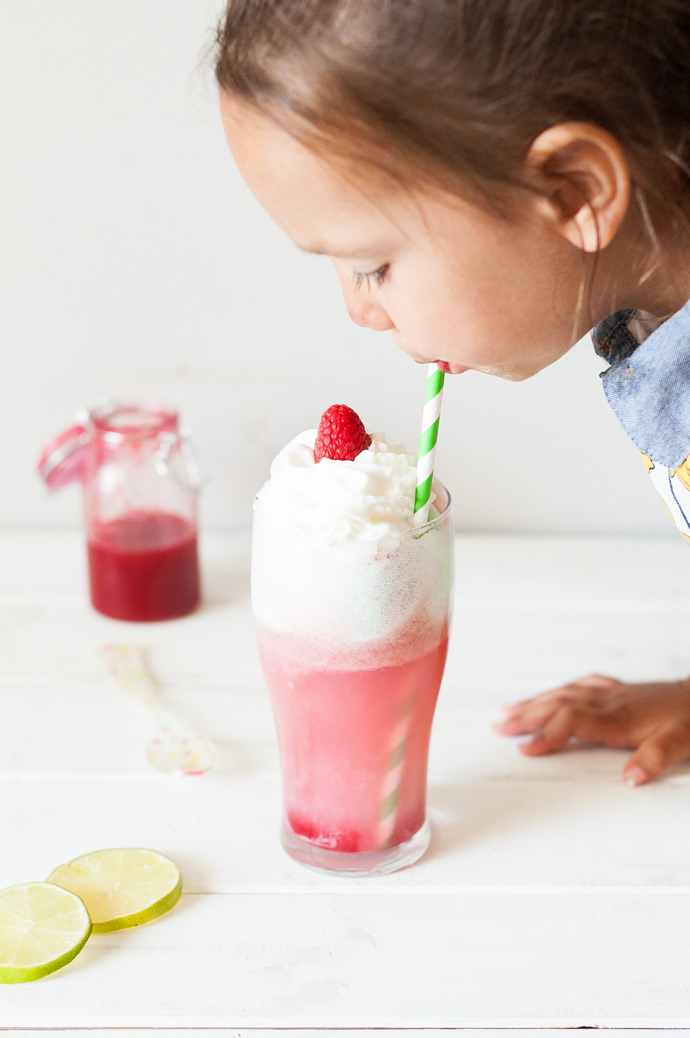 Raspberry Lime Rickey Floats