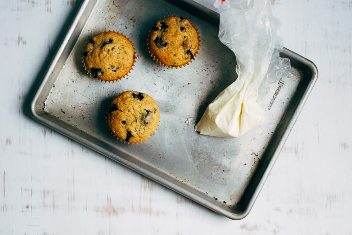 Recipe: Zucchini–Blueberry Cupcakes with Cream Cheese Frosting