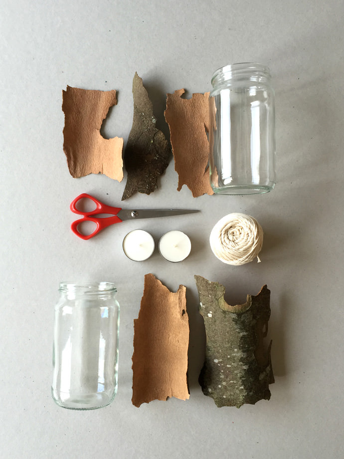 Materials to Make a Bark Lantern