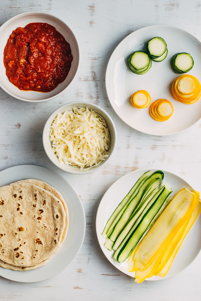 Simple Dots and Stripes Vegetable Flatbread Pizzas