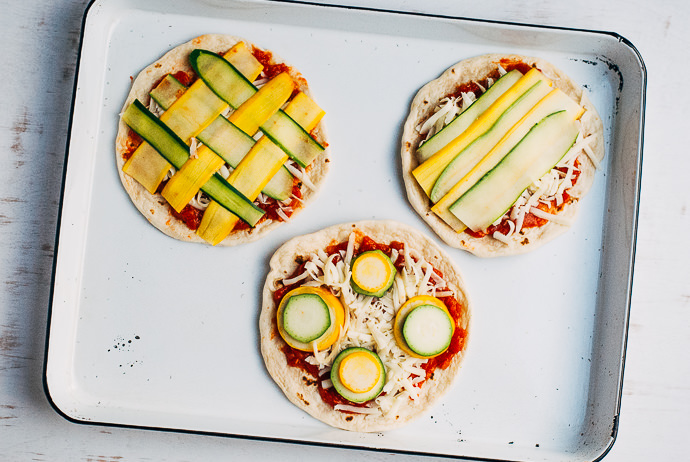 Simple Dots and Stripes Vegetable Flatbread Pizzas