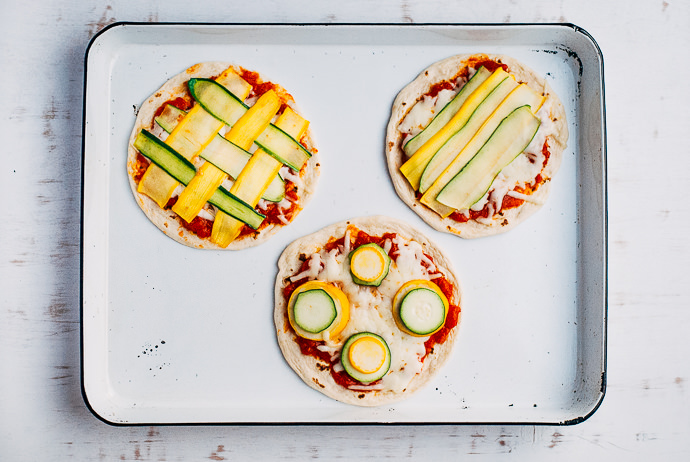 Simple Dots and Stripes Vegetable Flatbread Pizzas