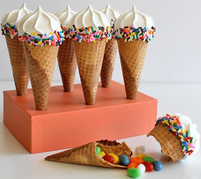 DIY Piñata Ice Cream Cones via Evite