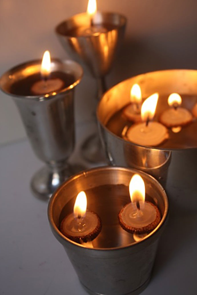 DIY Acorn Cap Candles