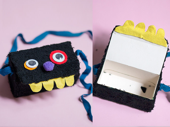 DIY Recycled Tea Box Monster Bags