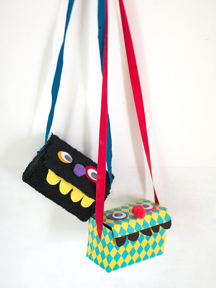 DIY Recycled Tea Box Monster Bags