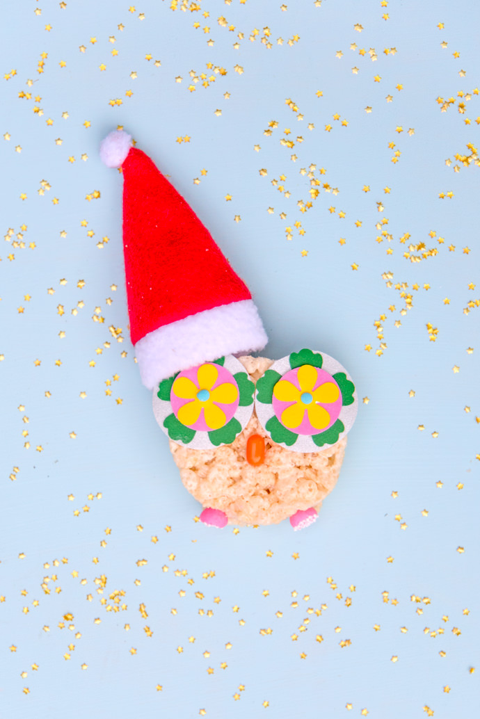 DiY Holiday Hootie Owls (super fun rice krispies treat recipe!)