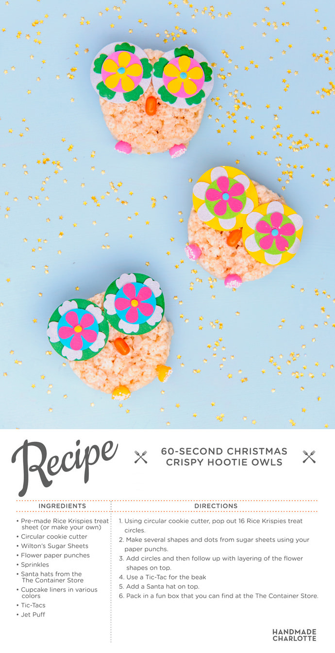 DiY Holiday Hootie Owls (super fun rice krispies treat recipe!)