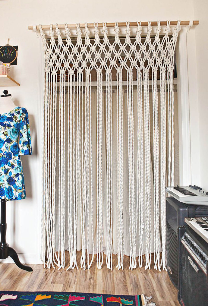 DIY Macrame Curtain via A Beautiful Mess