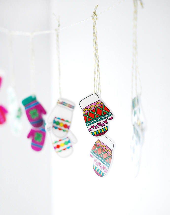 DIY Shrinky-Dink Mitten Garland for Kids