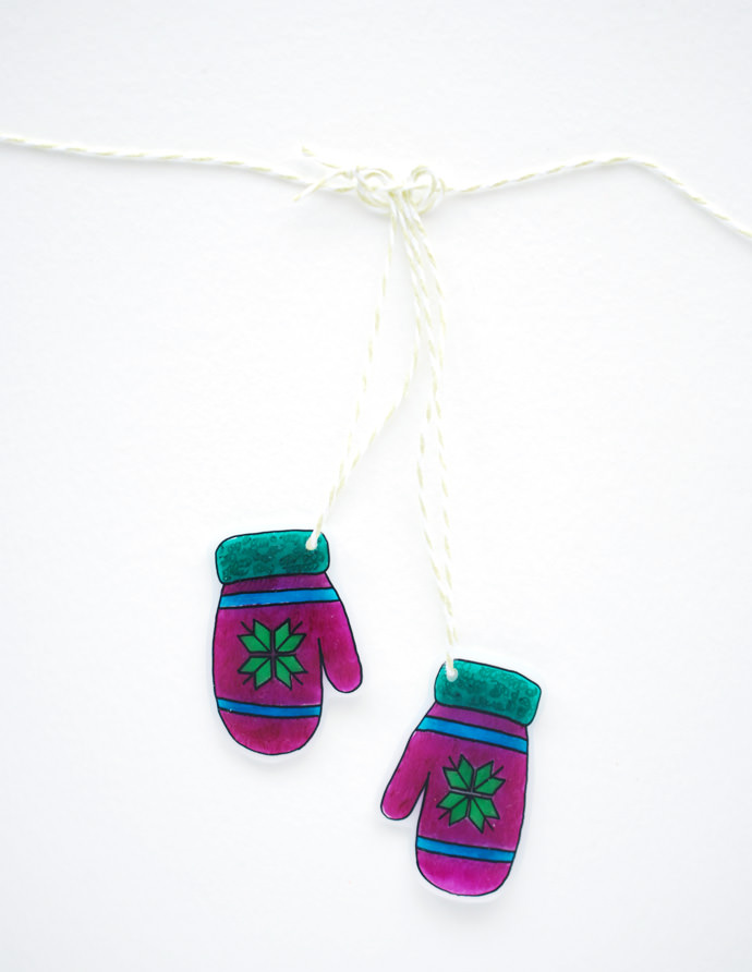 DIY Shrinky-Dink Mitten Garland for Kids