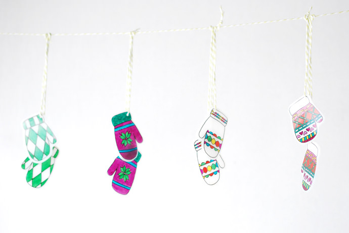 DIY Shrinky-Dink Mitten Garland for Kids