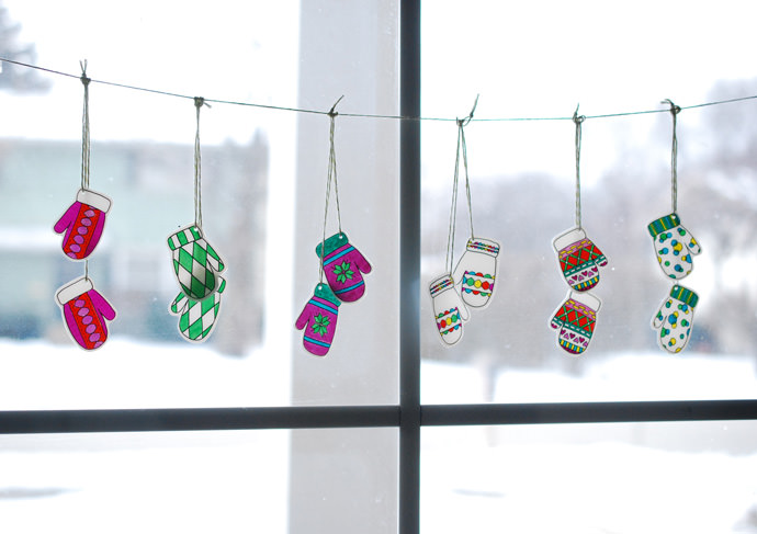 DIY Shrinky-Dink Mitten Garland for Kids