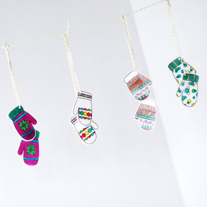 DIY Shrinky-Dink Mitten Garland for Kids