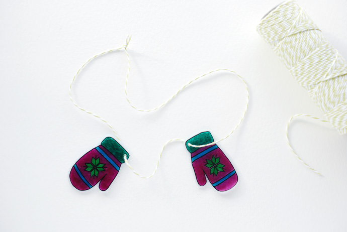 DIY Shrinky-Dink Mitten Garland for Kids