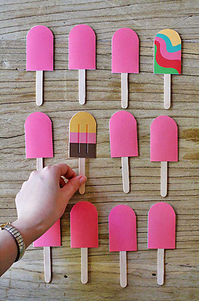 Popsicle Memory Game, tutorial via Eat Drink Chic