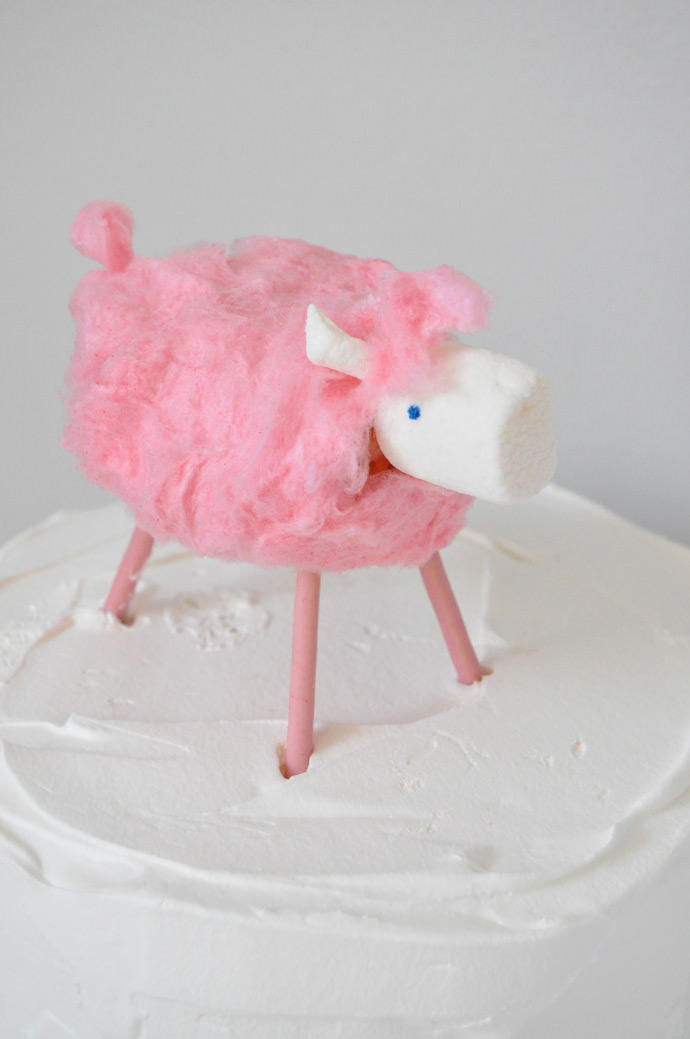 DIY Cotton Candy Lamb Cake Topper