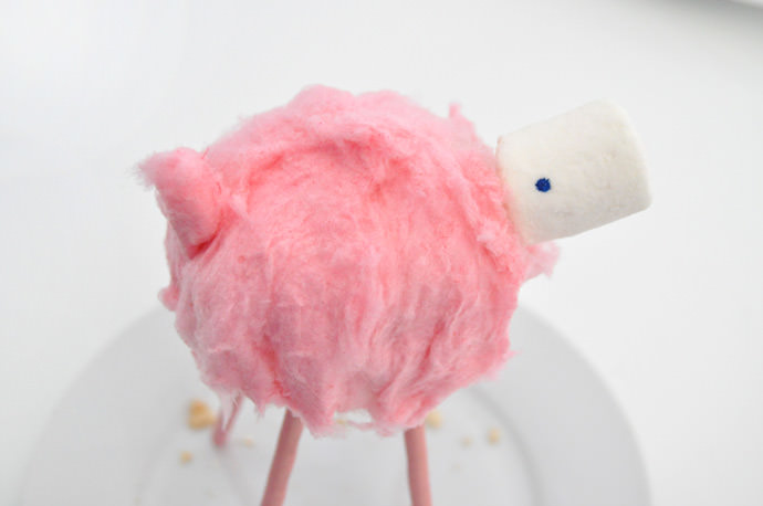 DIY Cotton Candy Lamb Cake Topper