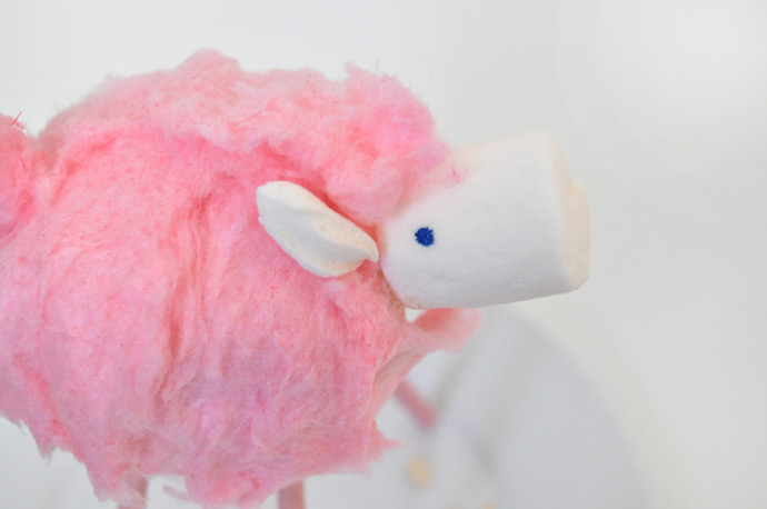 DIY Cotton Candy Lamb Cake Topper