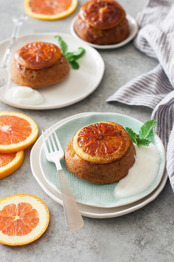 Orange Upside Down Olive Oil Cakes