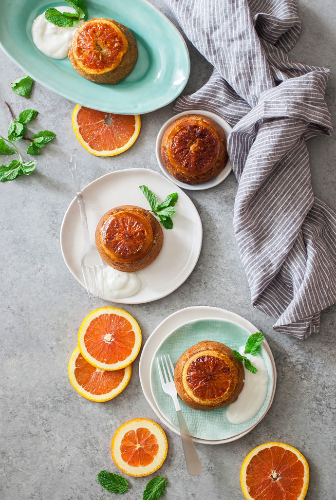 Orange Upside Down Olive Oil Cakes