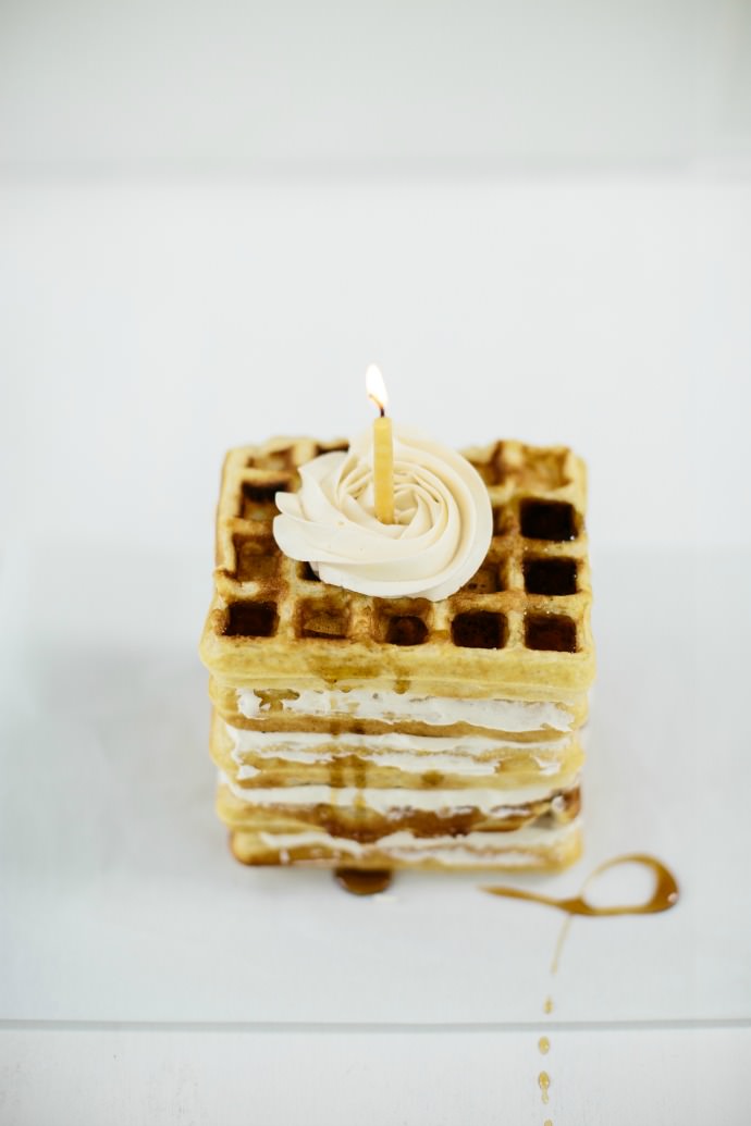 Waffle Cake with Maple Buttercream