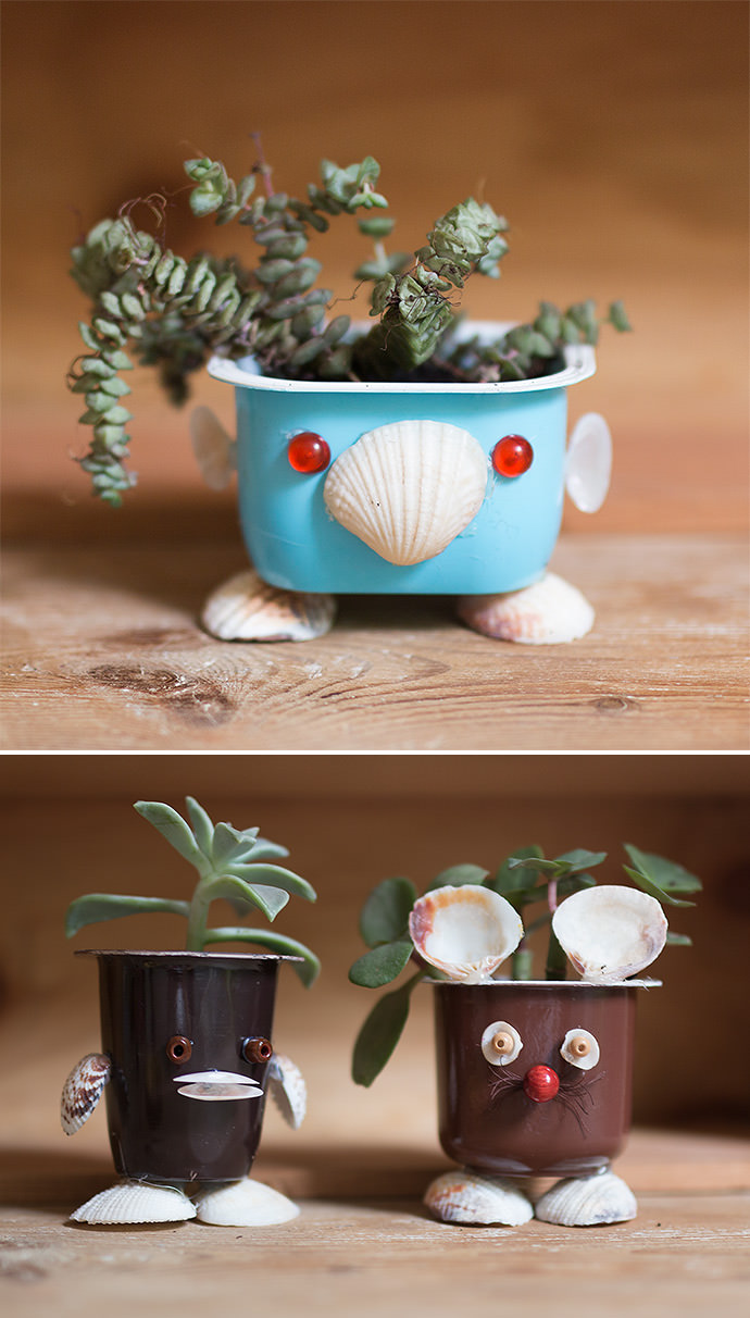 Upcycled Seashell Mini Planters