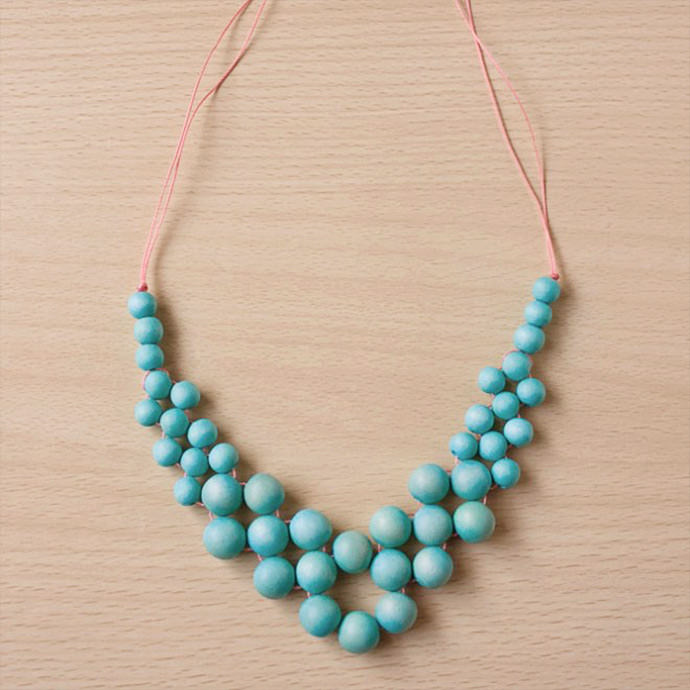 DIY Wooden Bead Statement Necklace