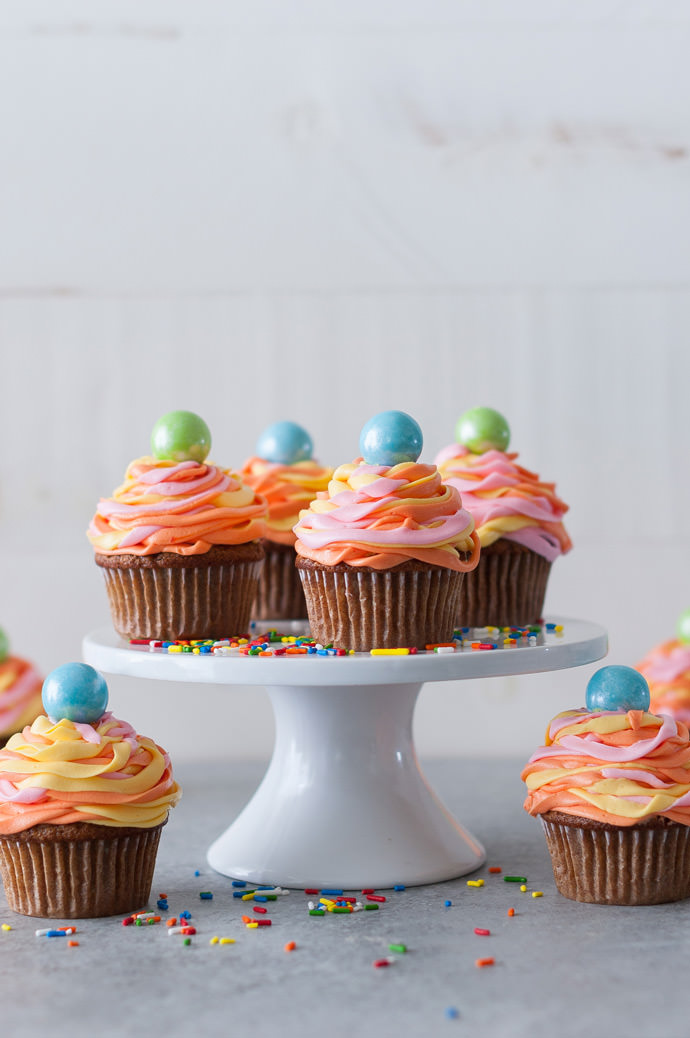 Ribbon Frosted Carrot Cake Cupcakes