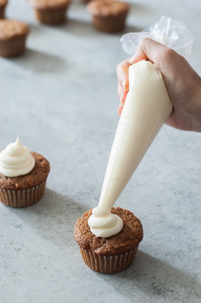 Ribbon Frosted Carrot Cake Cupcakes