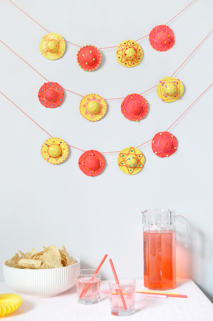 Mini DIY Sombrero Garland for Cinco de Mayo